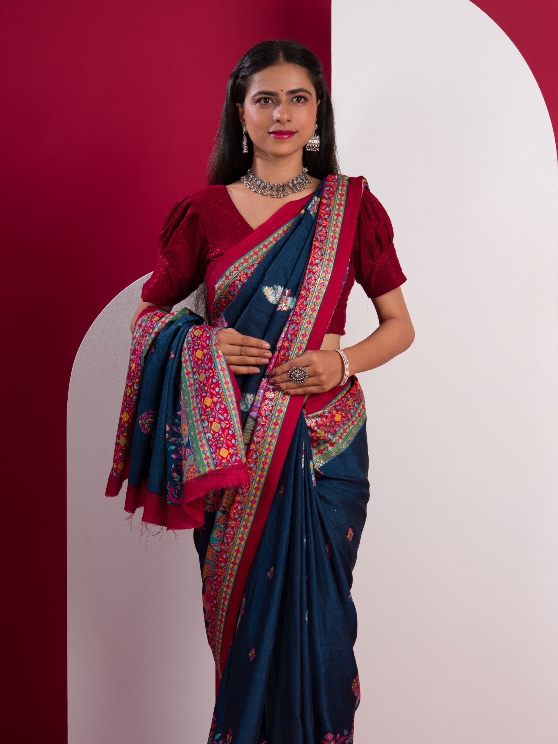 Tanmira New Latest Dola Silk Kalamkari Style Wedding Wear Saree SWA