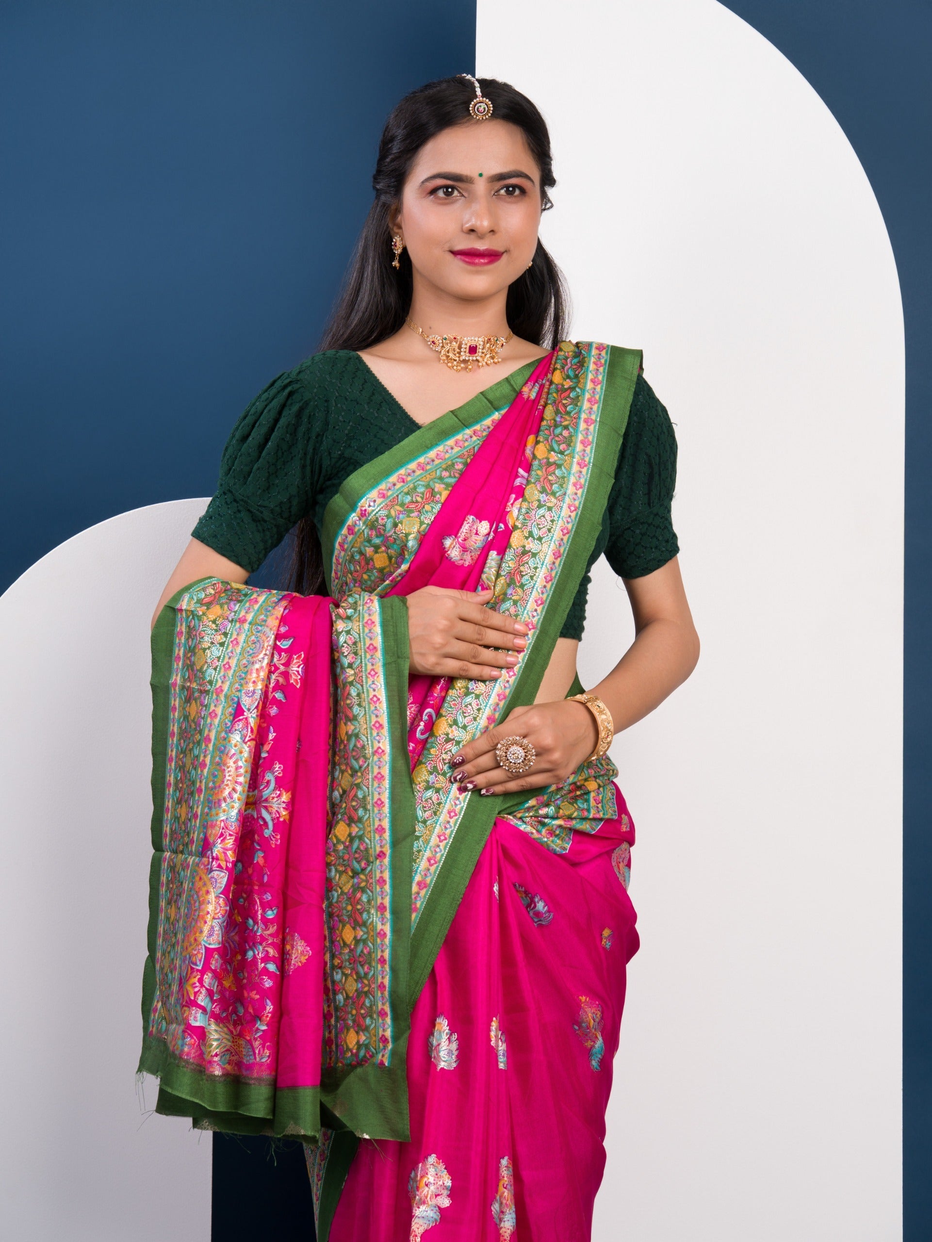 Tanmira New Dola Silk Kalamkari Style Wedding Wear Saree SWA