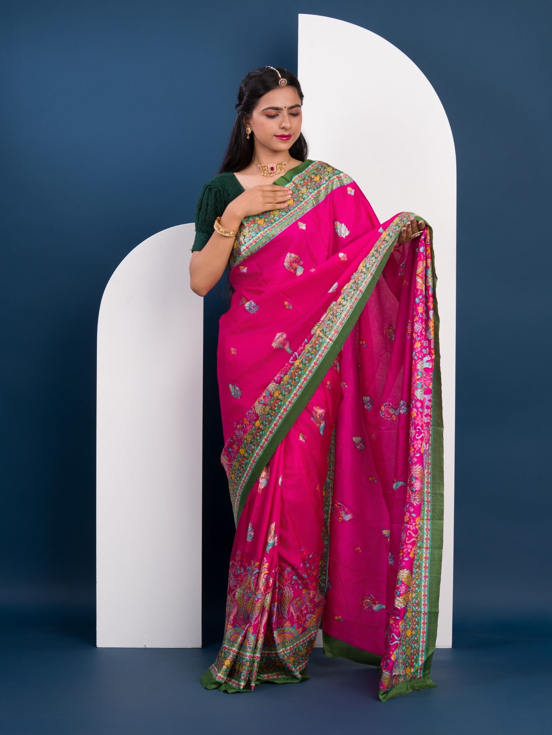 Tanmira New Dola Silk Kalamkari Style Wedding Wear Saree SWA