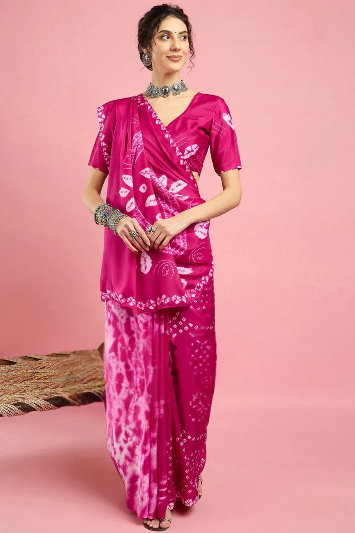 By Bandhani Saree With Causel wear