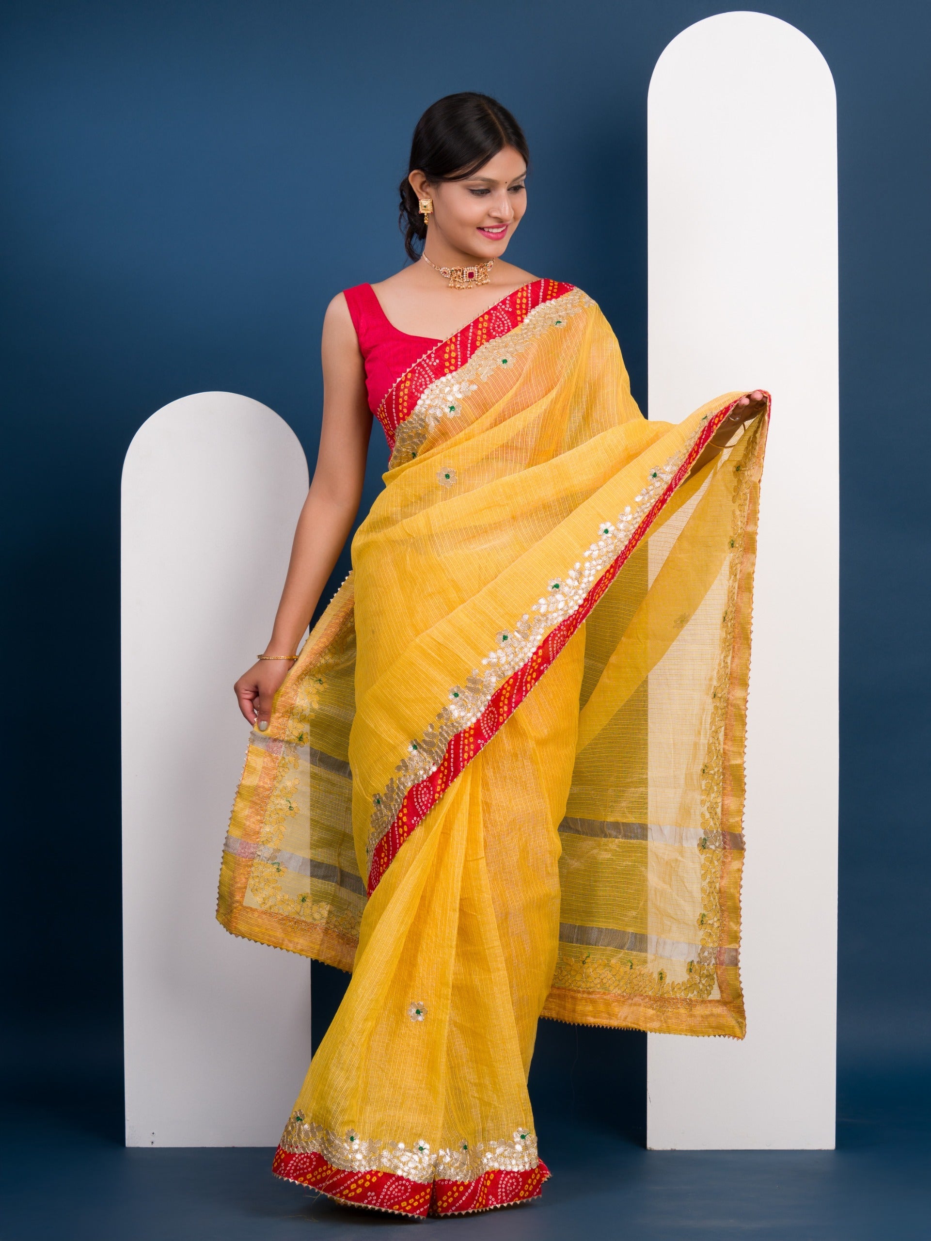 kota Doriya saree in Bandhani Style border