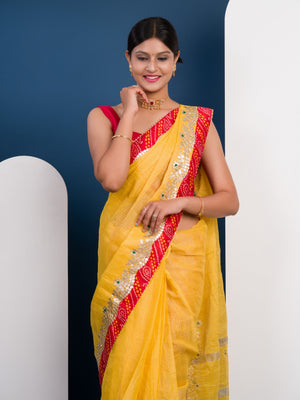 kota Doriya saree in Bandhani Style border