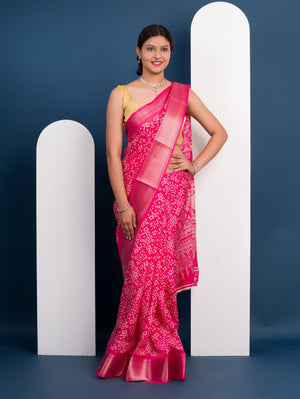 Cotton silk Ajrakh style Saree under 1000