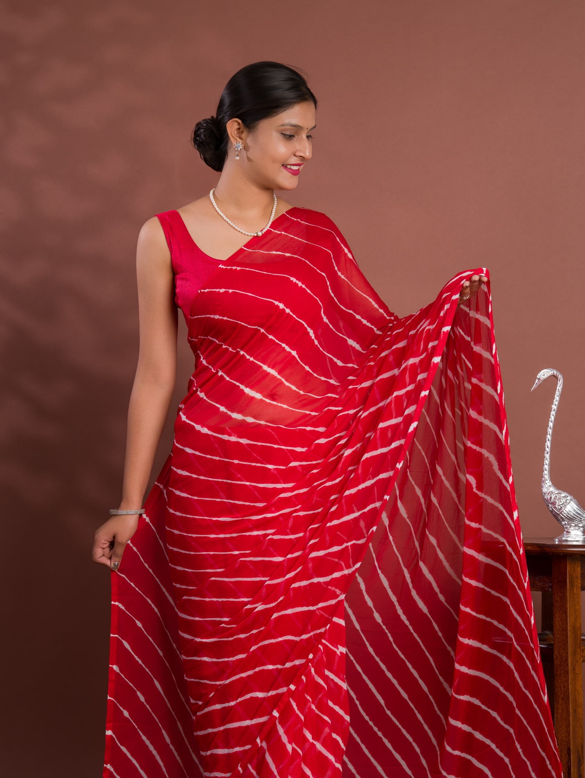 Tanmira New Beautiful Chiffon Leheriya Style With Casual Wear Saree KRN