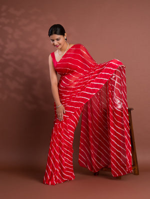 By New Chiffon Leheriya Style With Casual Wear Saree