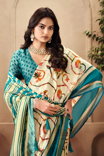 By Printed Saree With Casual Wear