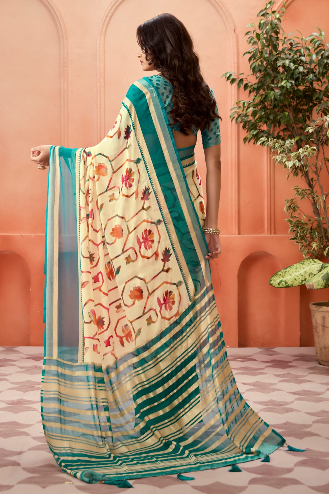 By Printed Saree With Casual Wear