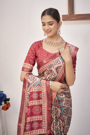 By Printed Saree With Casual Wear