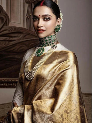 Banarasi Handloom style saree in golden colour