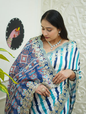By Leheriya Chinon Silk Saree with Gotapatti Work