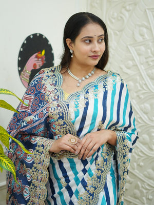 By Leheriya Chinon Silk Saree with Gotapatti Work