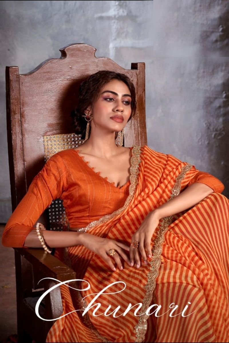 Tanmira New chiffon Leheriya print Gotapatti Saree,BHA