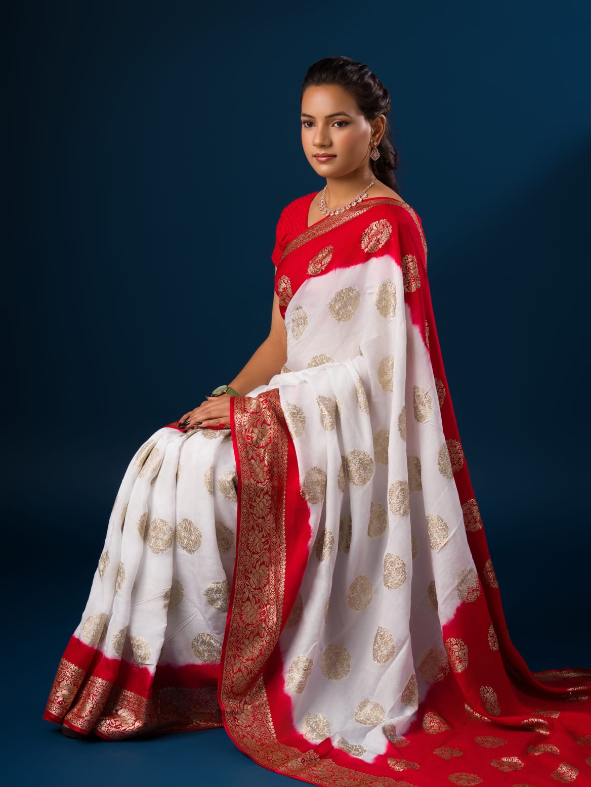 Tanmira Pure Georgette Zari Faag Shadded Saree RG