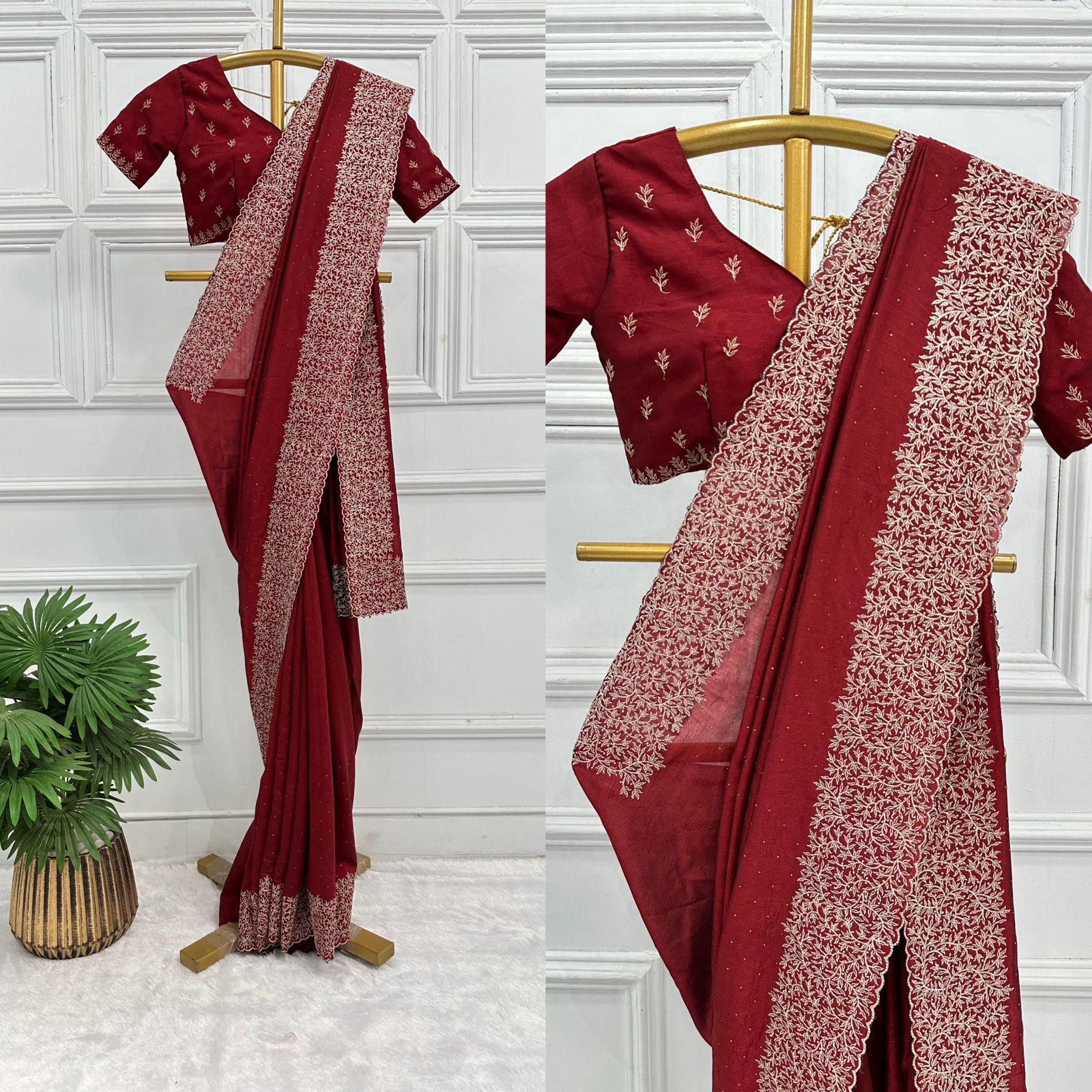 Tanmira Latest Heavy Blooming Vichitra Silk With Embroidery HM Red