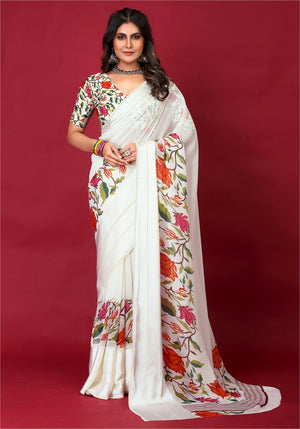 flower printed chiffon saree under 1000