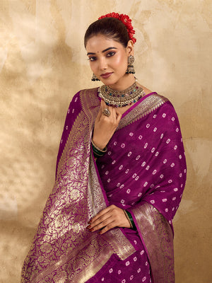 Buy Viscos Silk Bandhani Saree With Zari Border  under 2000