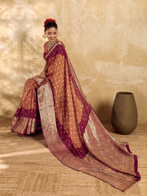 Buy silk saree for festive wear in maroon colour 
