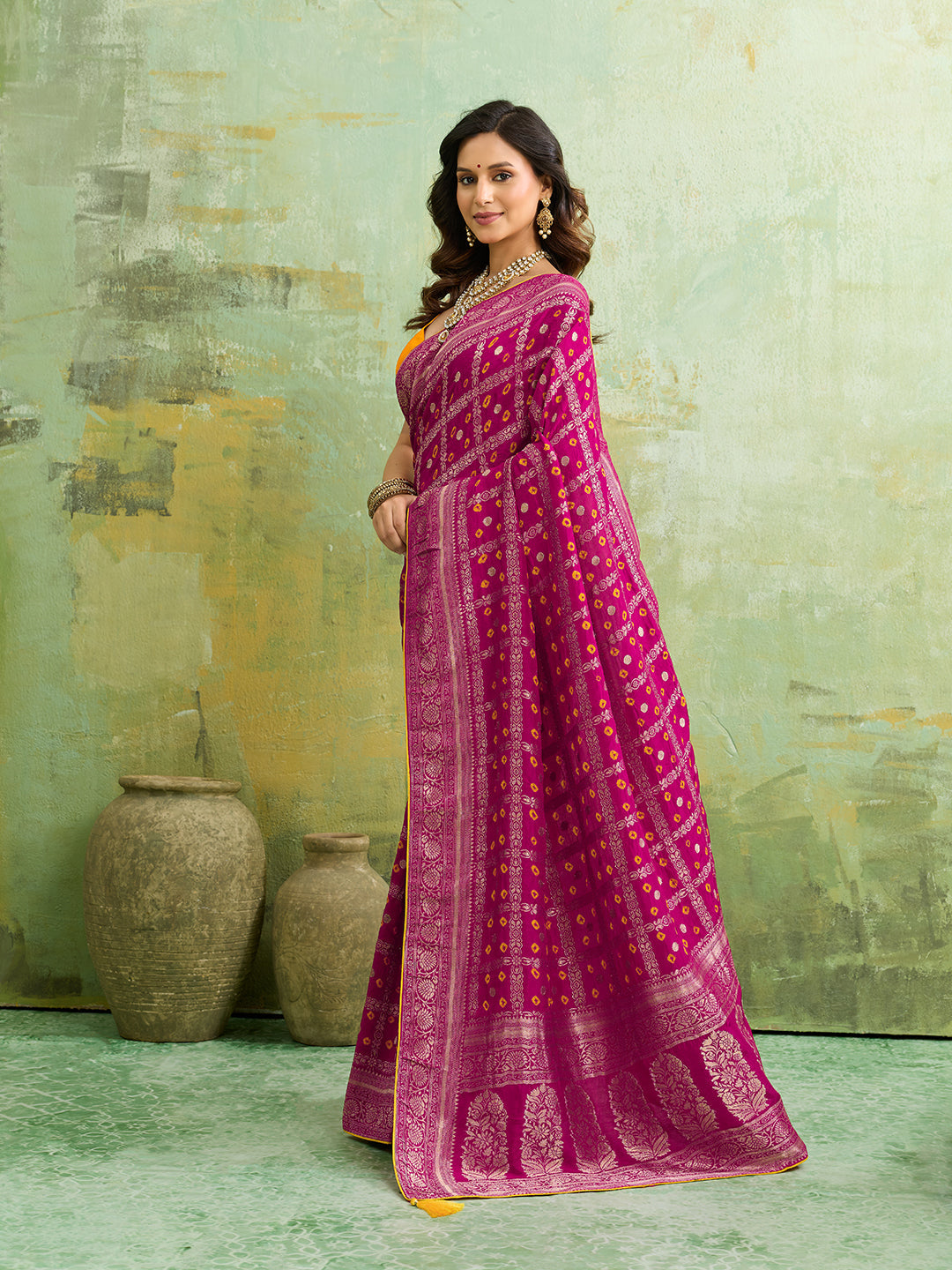 Buy New Royal Bandhani Saree with Elegant Zari Weaving Tanmira 