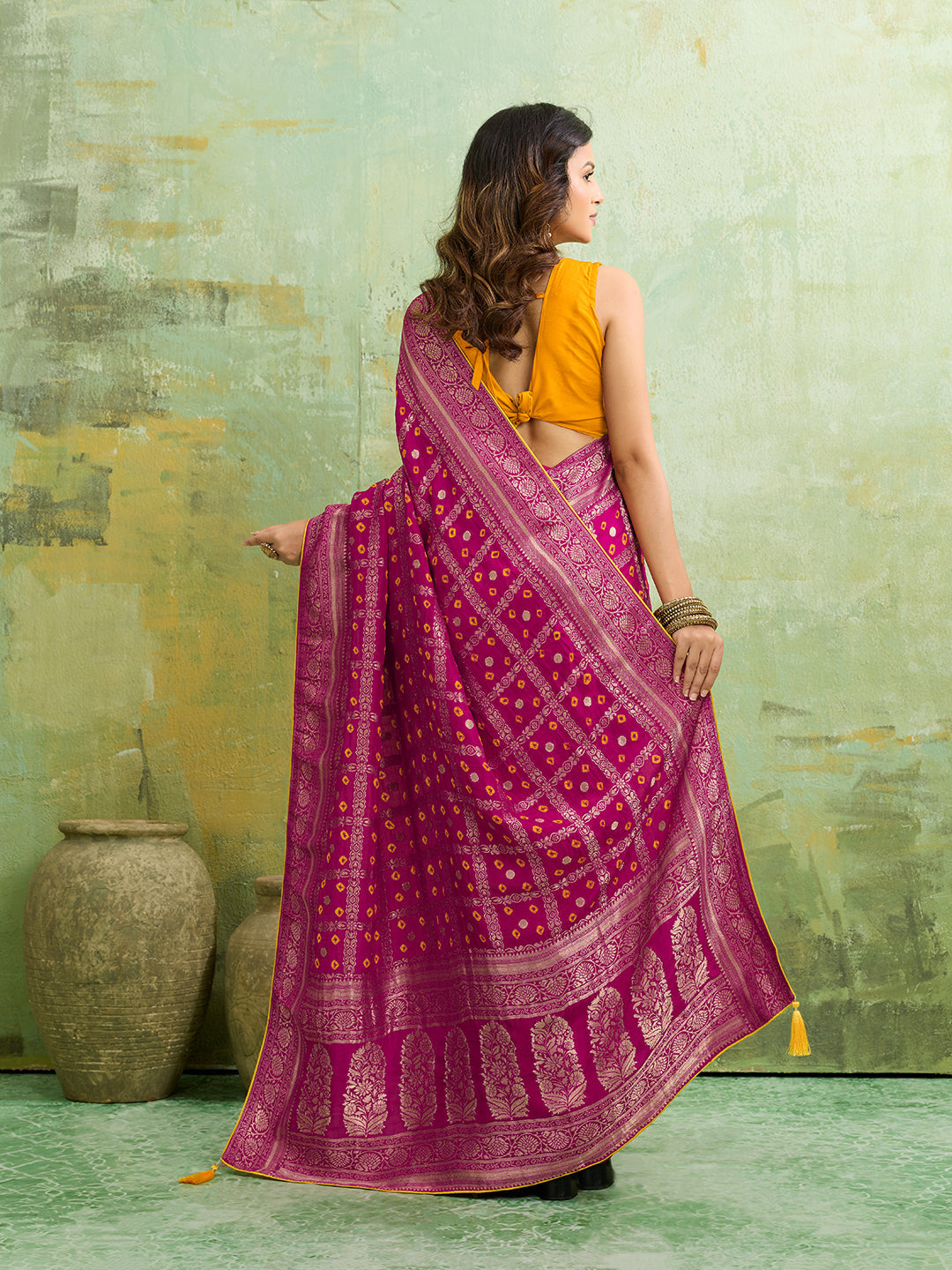 Buy New Royal Bandhani Saree with Elegant Zari Weaving Tanmira 