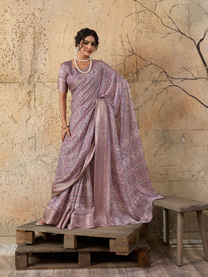 Buy Ajrakh style With Ajrakh HandPrint Work Saree