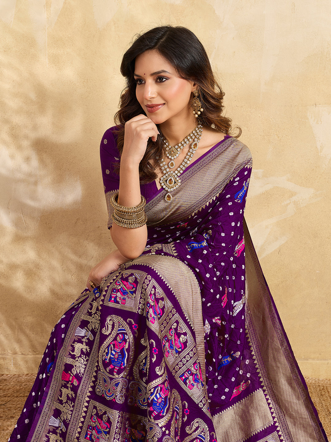 Buy Premium Silk Saree with Beautiful Silver Zari Weaving Tanmira 