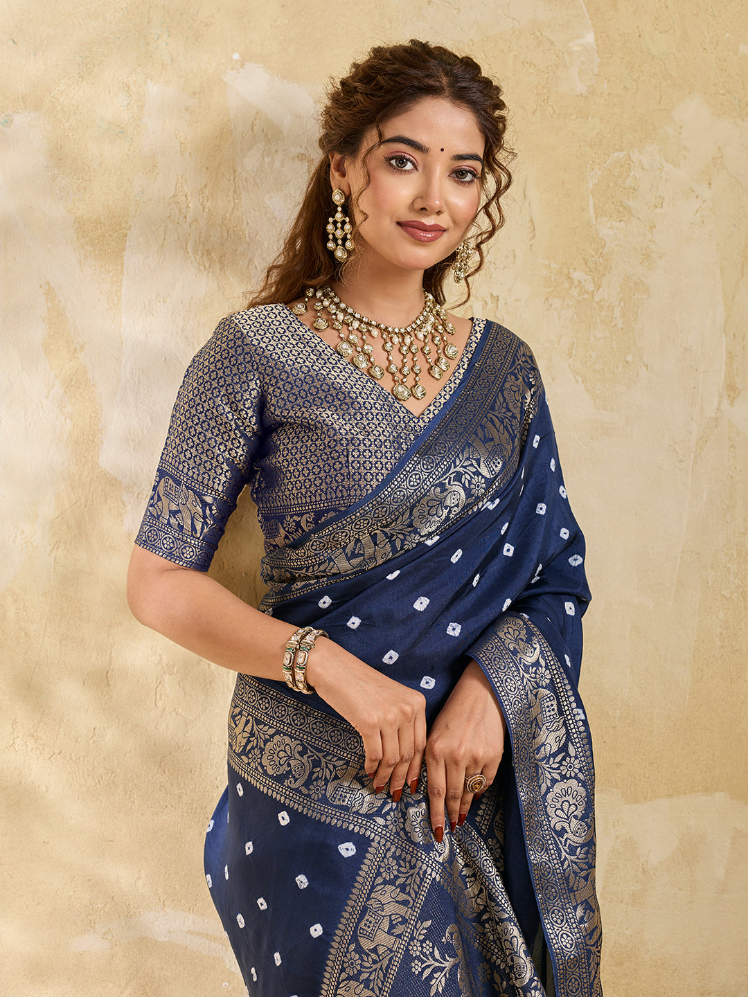 Buy Bandhani Saree With Festive Wear Tanmira
