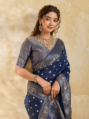 Buy Bandhani Saree With Festive Wear Tanmira