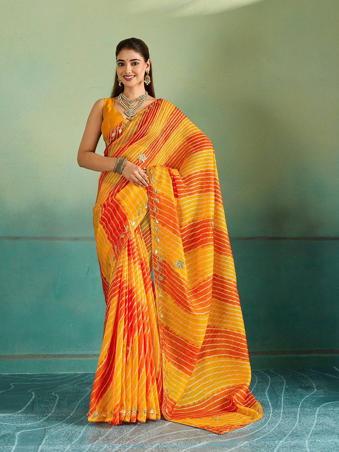 Tanmira  New Latest Kota doriya Leheriya Style With Gotapatti Work Saree MHS