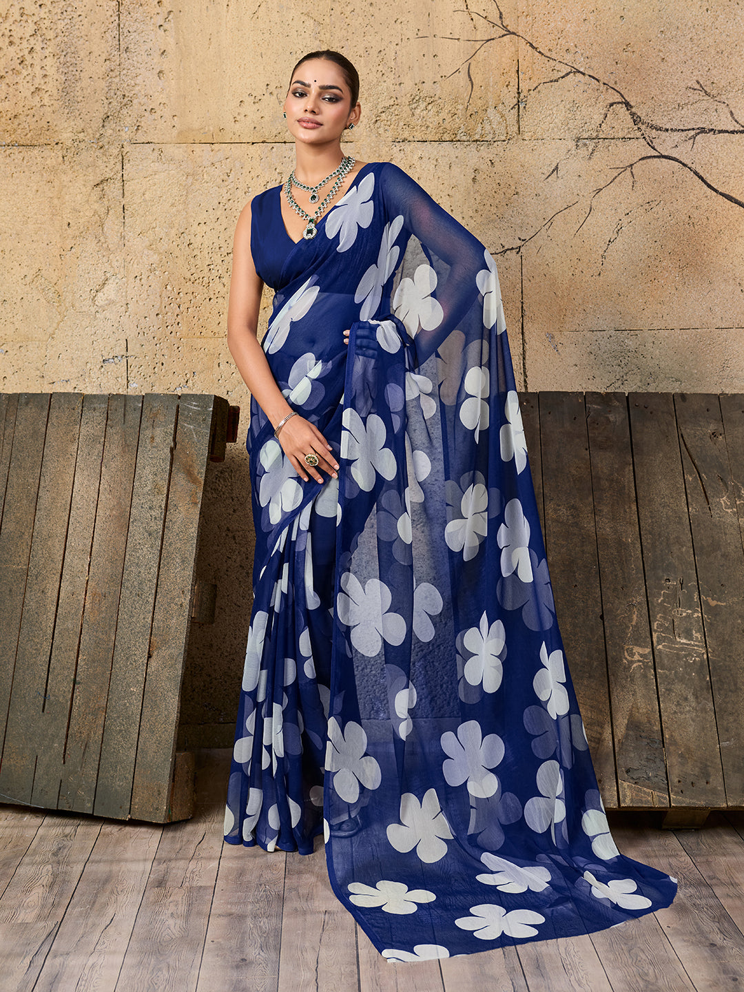 Tanmira  New Letast Pure Georgette Flower Printed Style Saree SUN