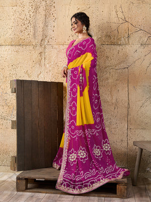 Buy Bandhani Saree With Gota patti Work Tanmira 