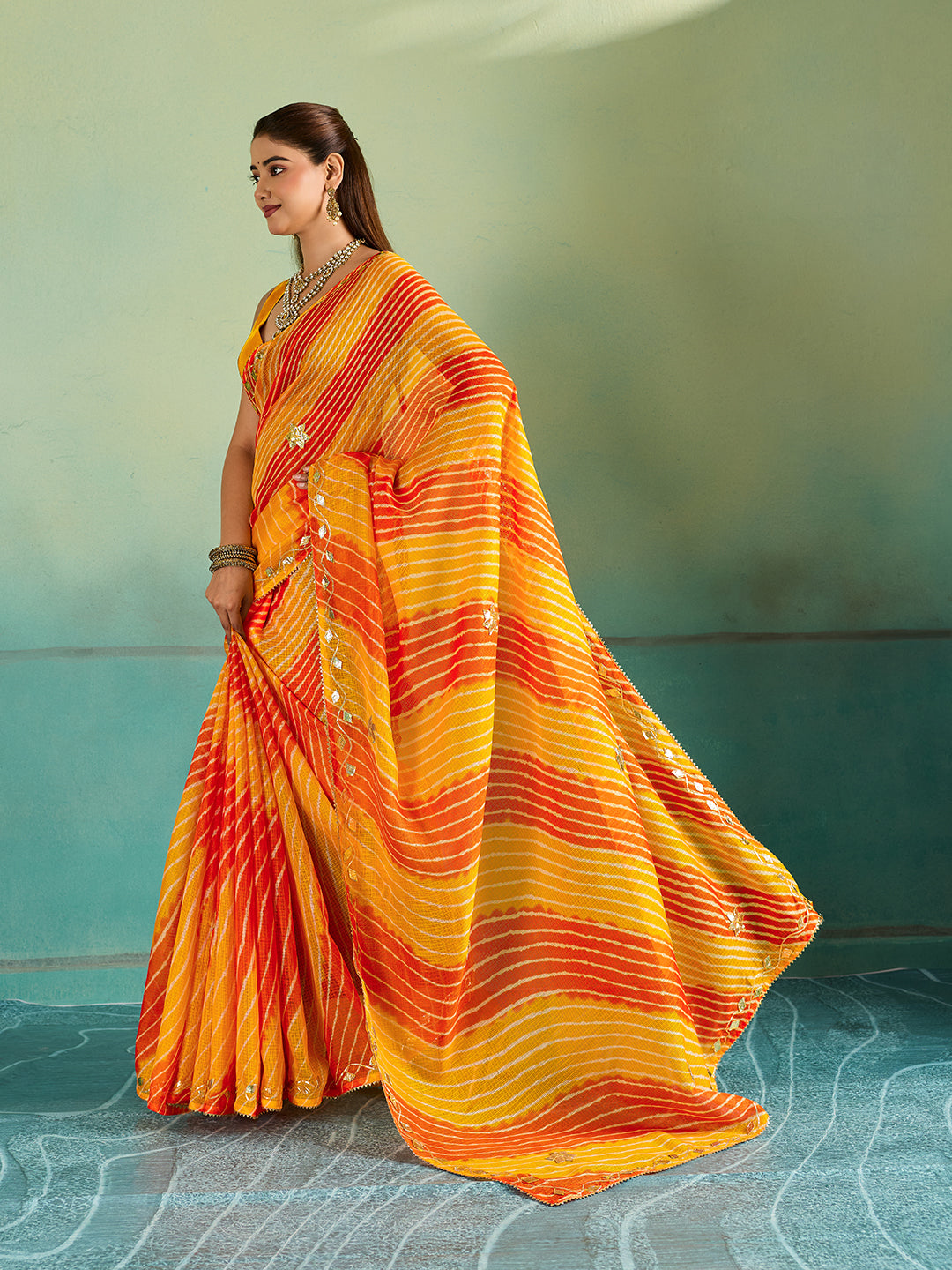 Tanmira  New Latest Kota doriya Leheriya Style With Gotapatti Work Saree MHS