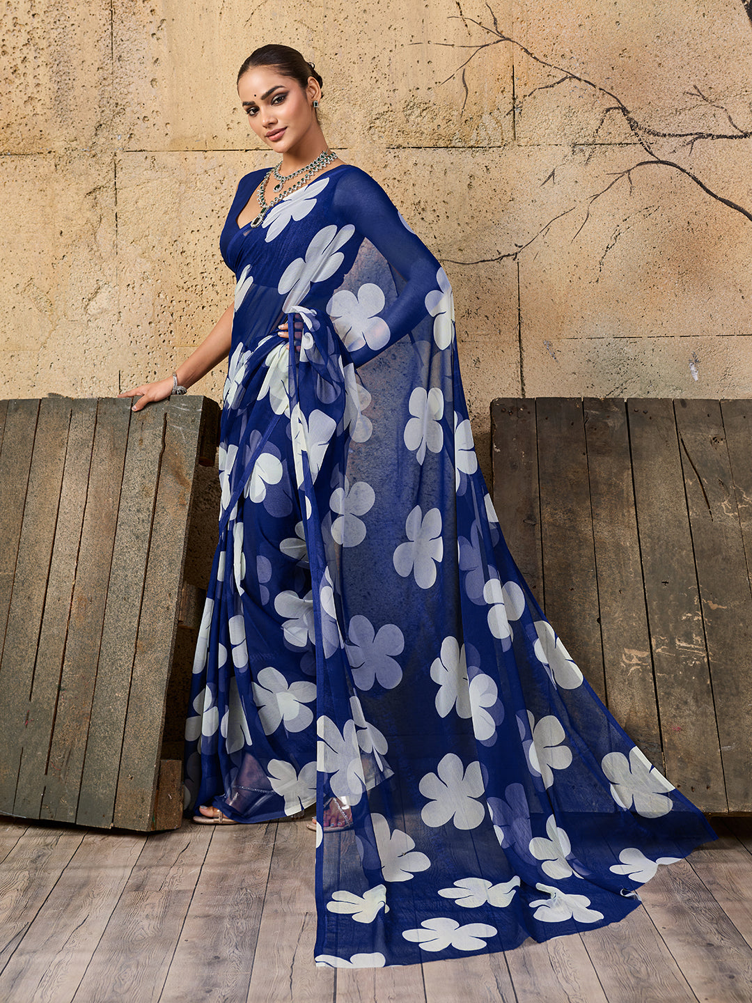 Tanmira  New Letast Pure Georgette Flower Printed Style Saree SUN