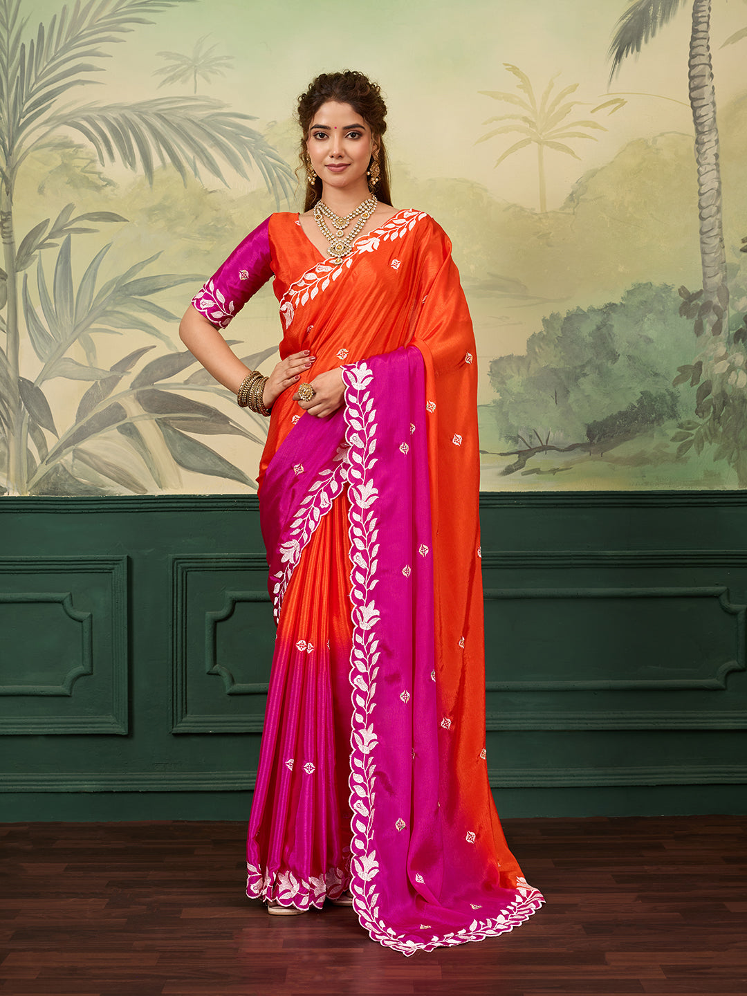 Tanmira  New HO silk Bollywood Style With Kashida Work Saree ASH