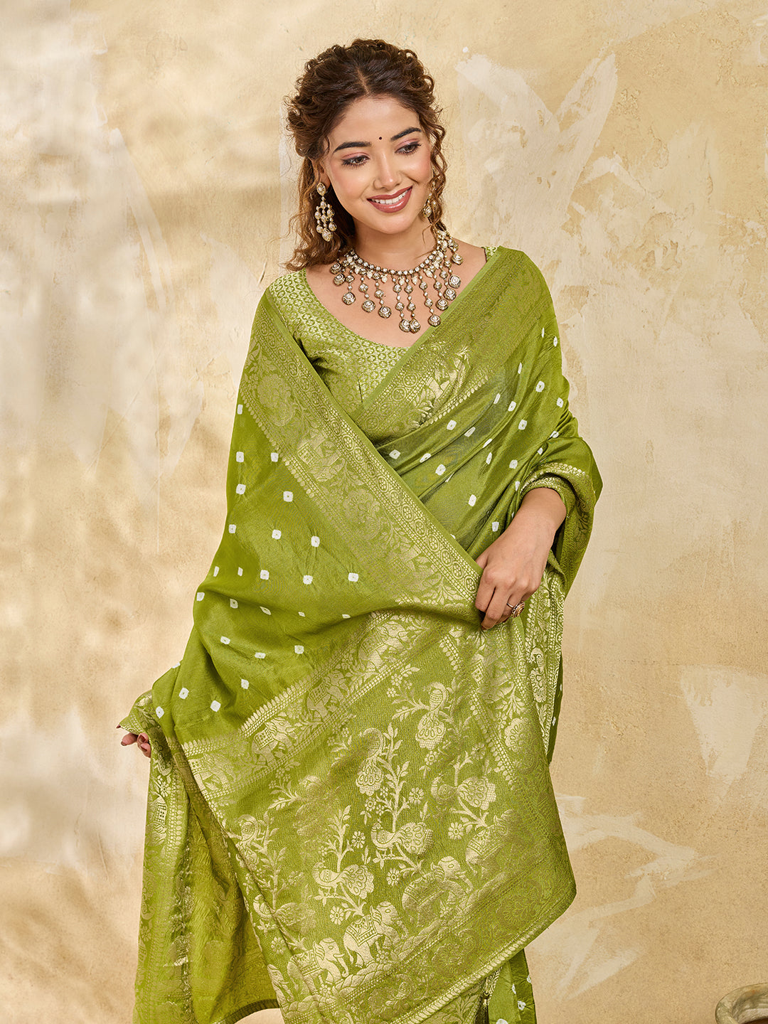Buy New Elegant Bandhani Saree With Festive Wear Tanmira