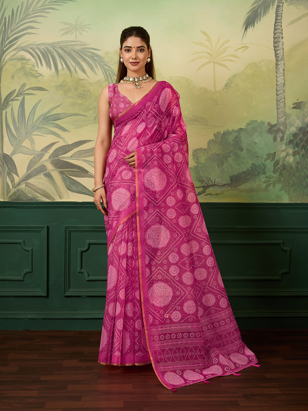 Tanmira  New Stylish Bandhani Pattern Kota Doriya Saree STL