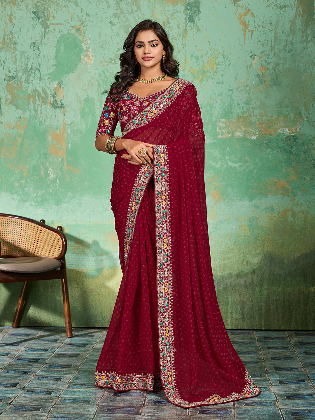 Tanmira  New special Georgette Bandhani With Gotapatti Work Saree BHA