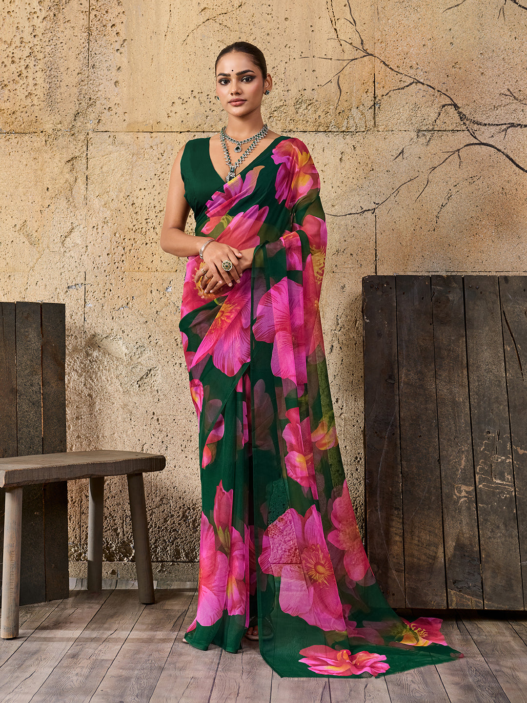 Tanmira  New Pure Georgette Flower Printed Style Saree STL