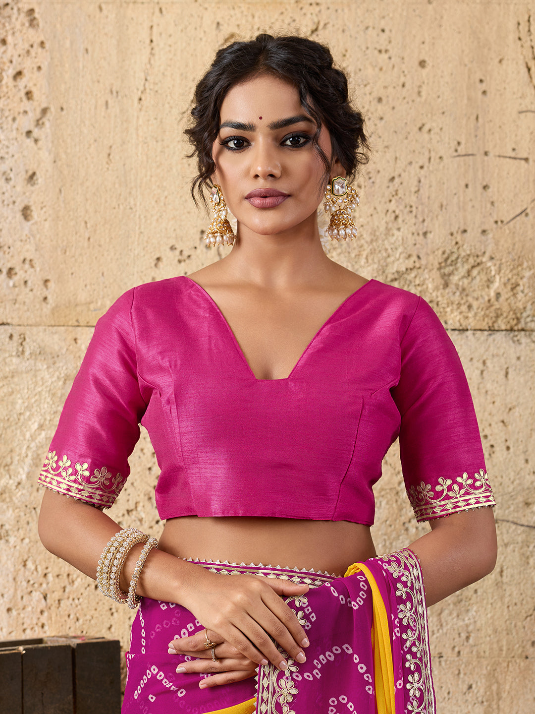 Buy Bandhani Saree With Gota patti Work Tanmira 