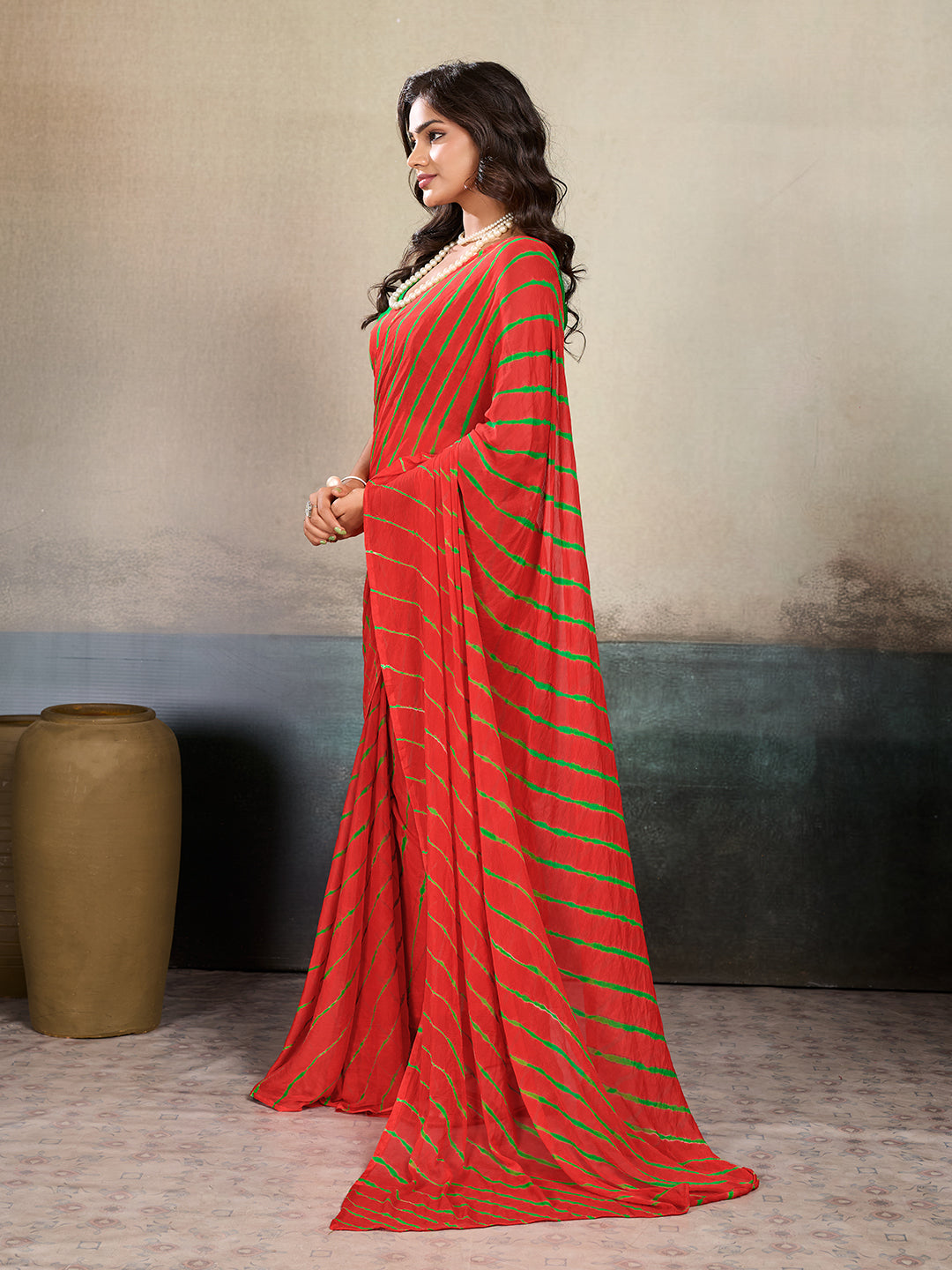Tanmira  New Launch Leheriya Style With Casual WearSaree KRN