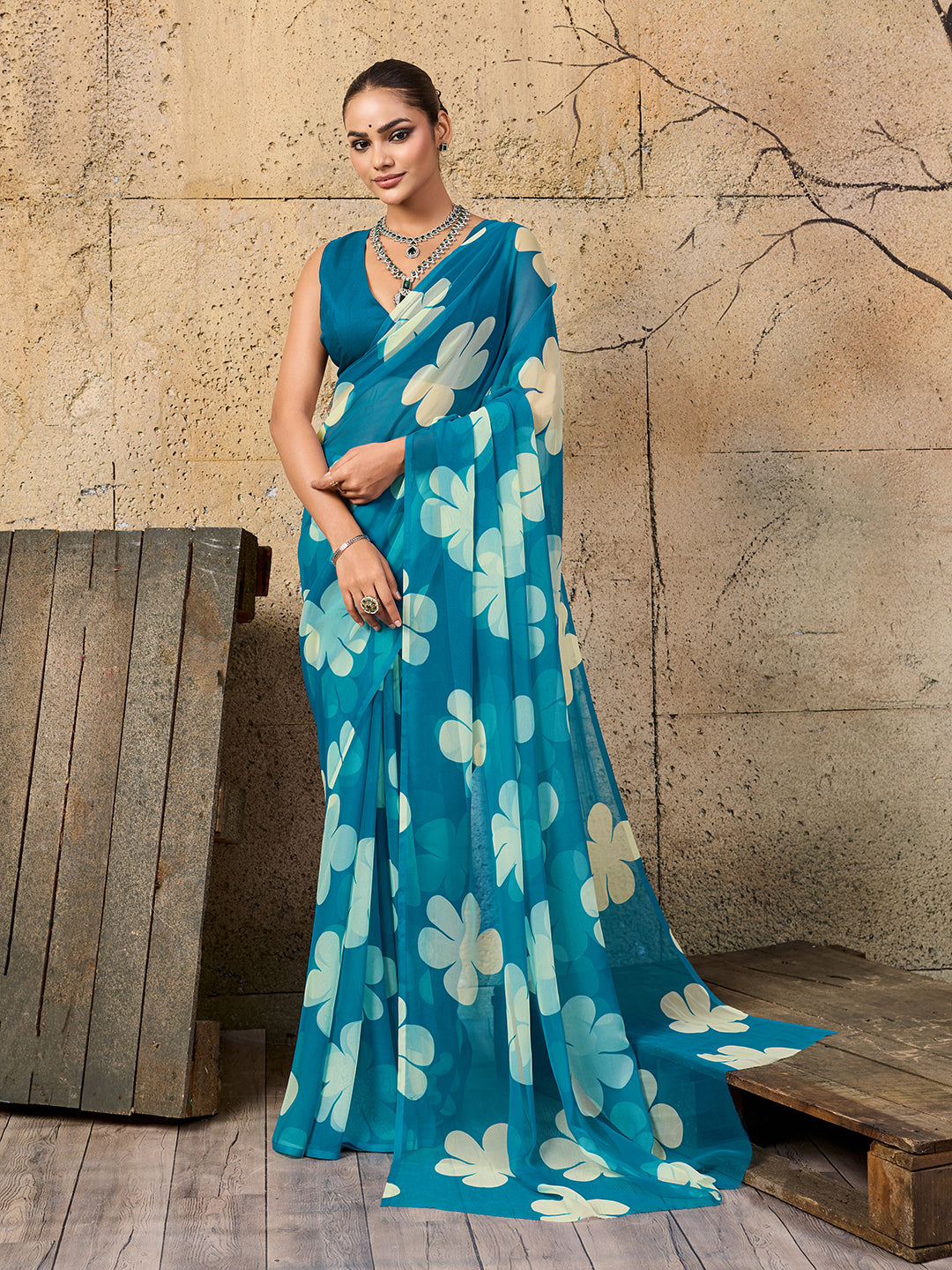 Tanmira  New Special Pure Georgette Flower Printed Style Saree SUN