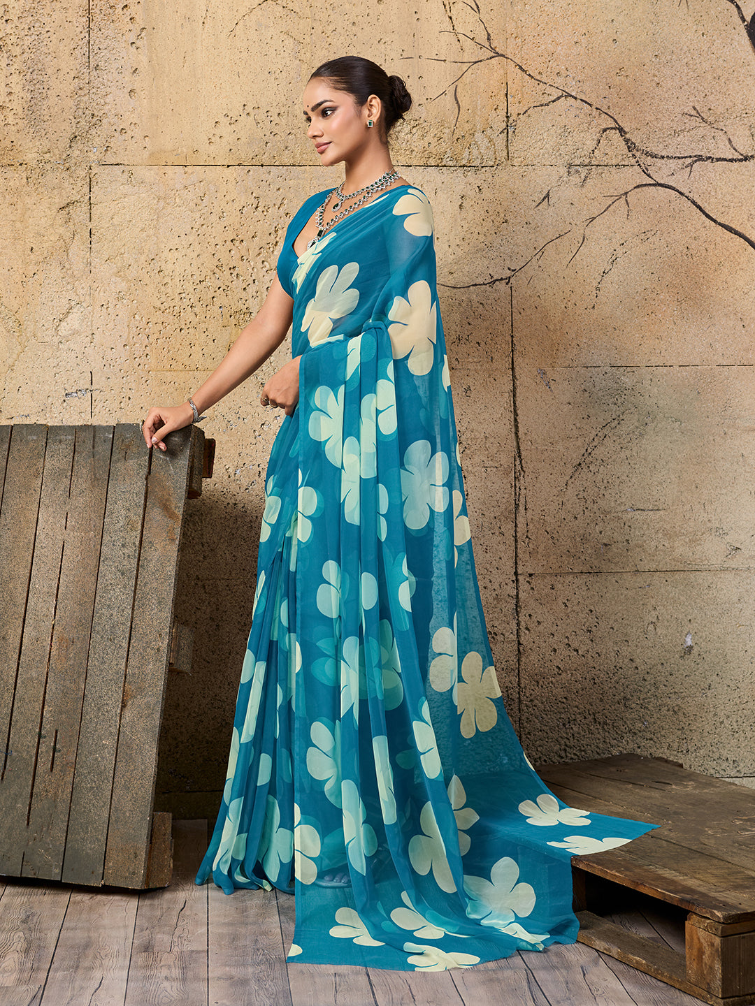 Tanmira  New Special Pure Georgette Flower Printed Style Saree SUN
