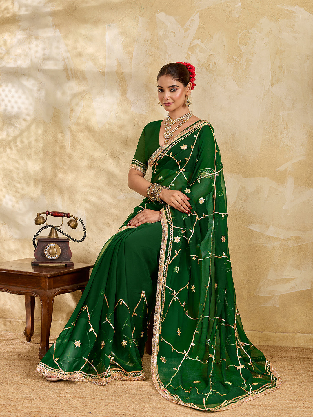 Buy Georgette Saree with Gota patti Work Tanmira