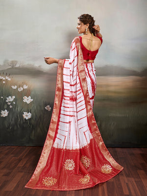Buy Chiffon Faag Style Saree Whgit Gotapatti Work  Tanmira 