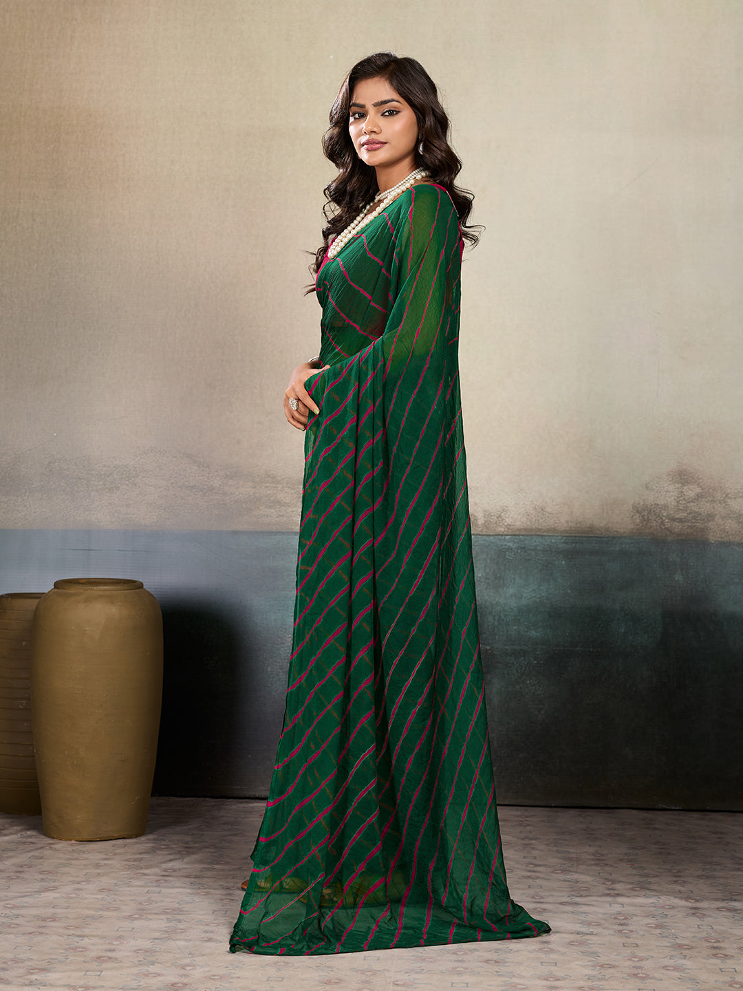 Tanmira  New Spiceal Chiffon Leheriya Style With Casual  Wear Saree KRN