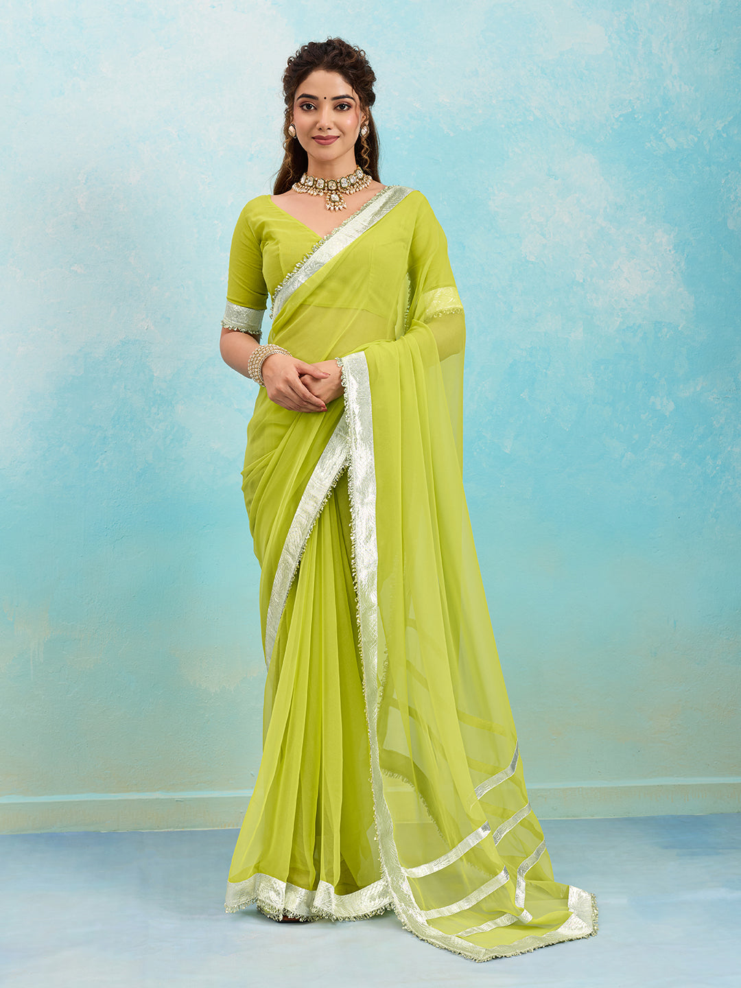 Tanmira  New Latest Georgette Saree with Rich Gota Border Work MHS
