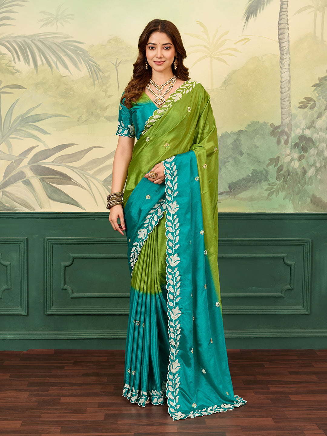 Tanmira  New Latest HO silk Bollywood Style With Kashida Work Saree ASH