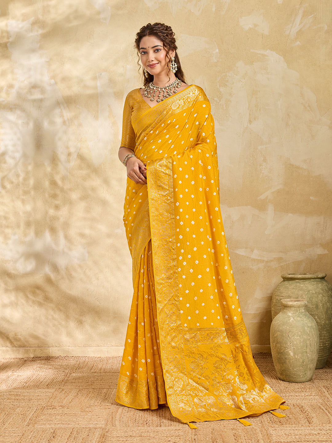 Buy New Elegant Bandhani Saree With Festive Wear Tanmira