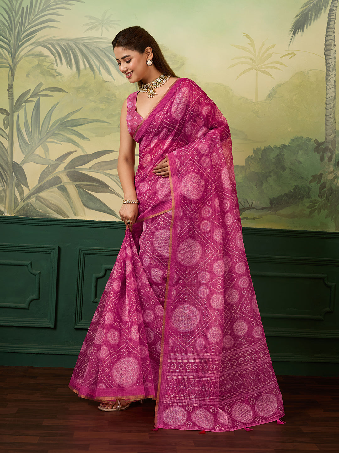 Tanmira  New Stylish Bandhani Pattern Kota Doriya Saree STL