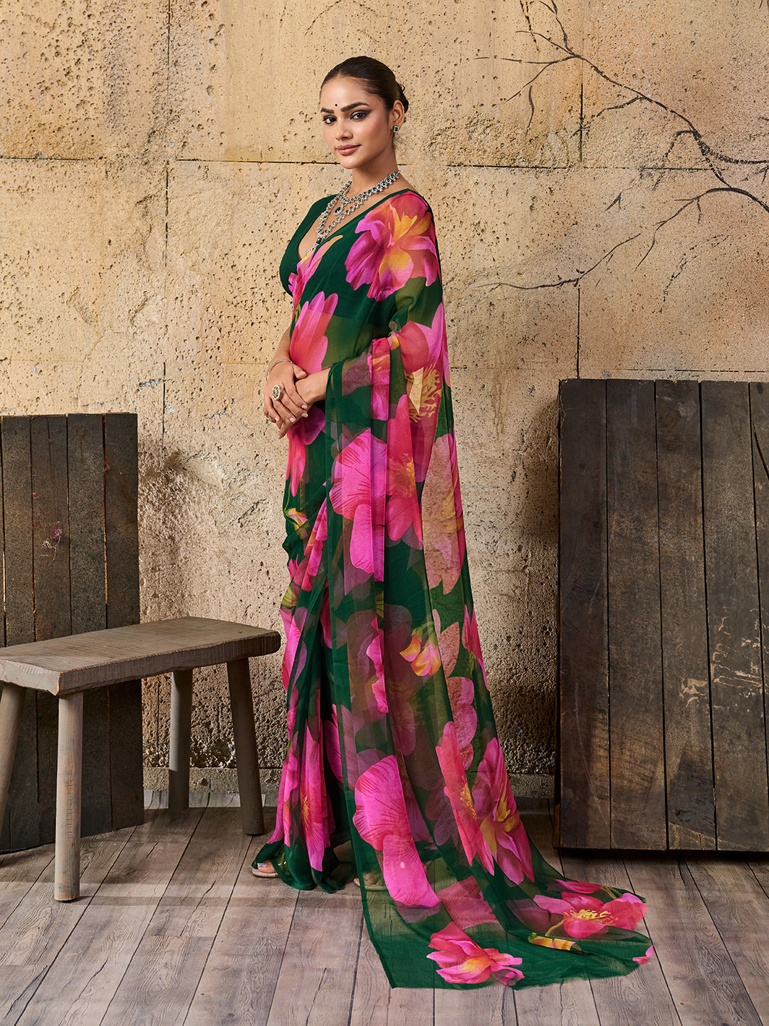 Tanmira  New Pure Georgette Flower Printed Style Saree STL