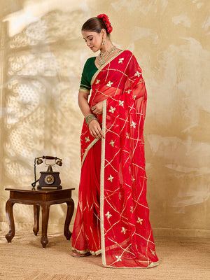 Buy Chiffon Saree Traditional Style With Gota patti Work Tanmira